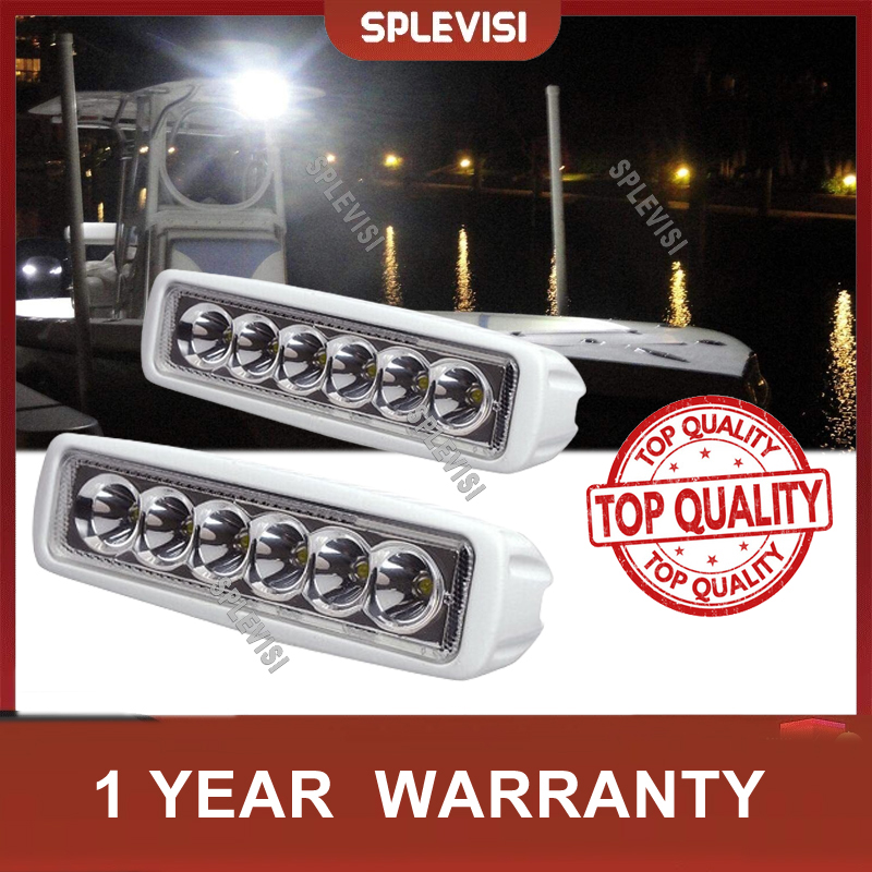 Fishing Boat Navigation Light - 2ชิ้น12โวลต์6แอลอีดีไฟสปอร์ตไลท์กระจายแสงสีขาวเรือยอชท์ T-Top IP67โป๊ะกันน้ำตกปลา12โวลต์สีขาว