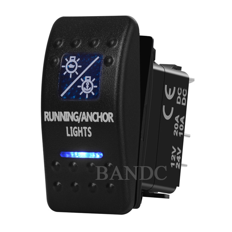 Fishing Boat Navigation Light - สวิตช์ไฟ LED สีน้ำเงินสำหรับวิ่ง/สมอไฟนำทาง saklar TOGGLE 3ขาสำหรับเรือท้องแบนตกปลา