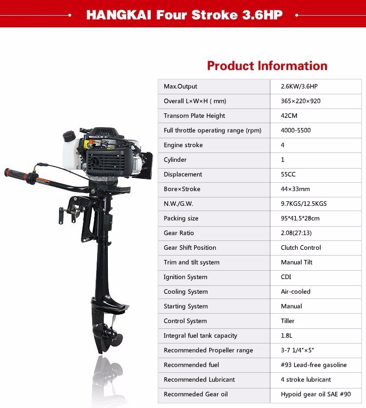 มอเตอร์เรือ 3.6 แรงม้า 4 จังหว - Fishing Boat Outboard Motor บทวิจารณ์และราคา